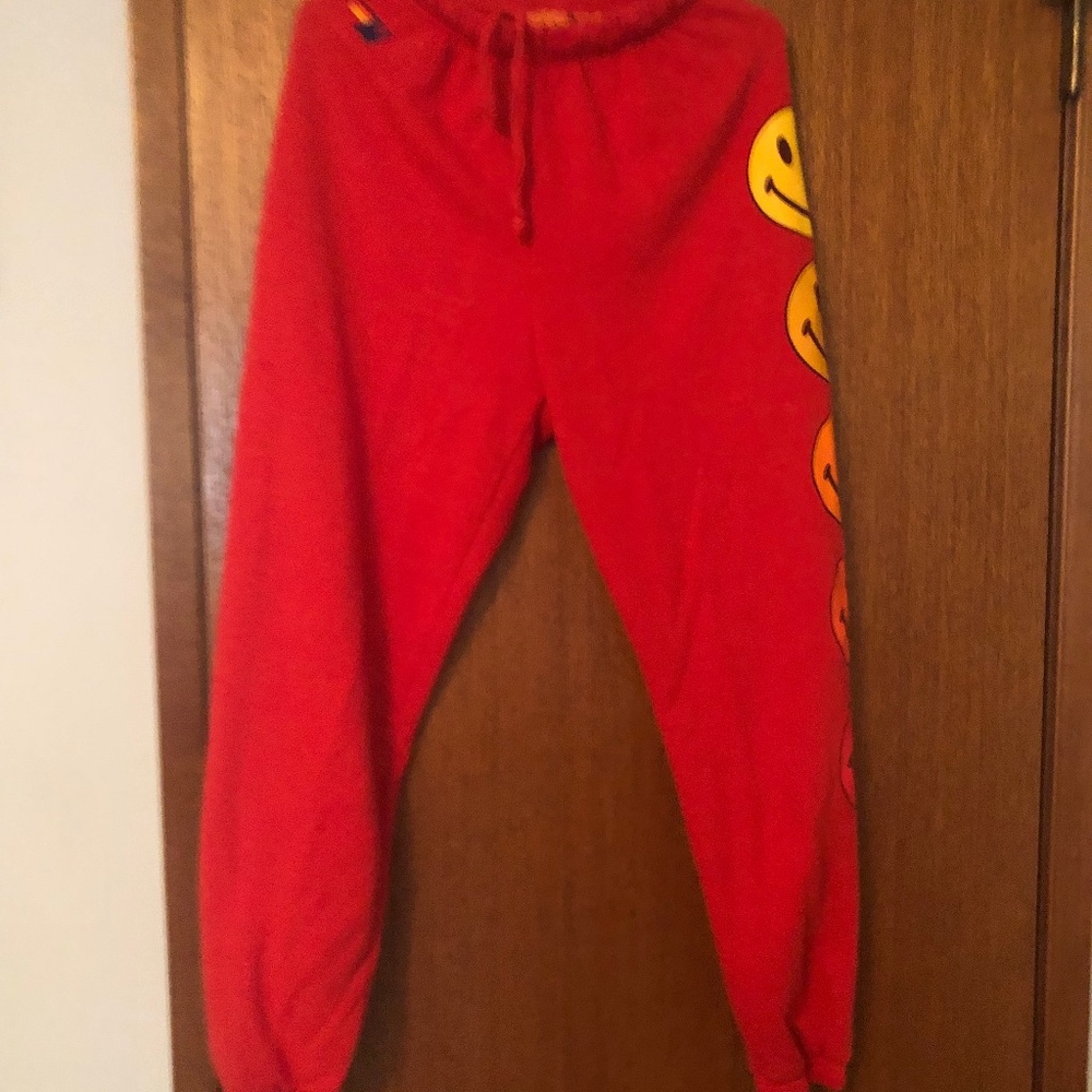 Authentic Aviator Nation sweatpants Red with smiley face